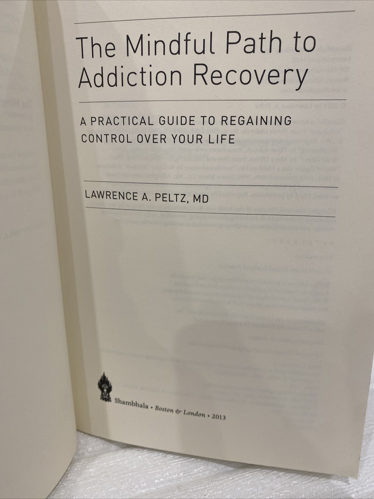 The Mindful Path to Addiction Recovery Lawrence Peltz, MD Regaining Control Life