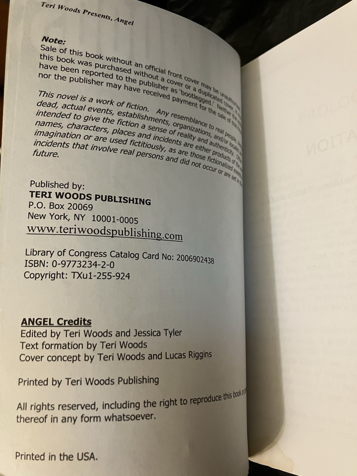 2006 “ANGEL” Paperback Book! By Teri Woods, GOOD