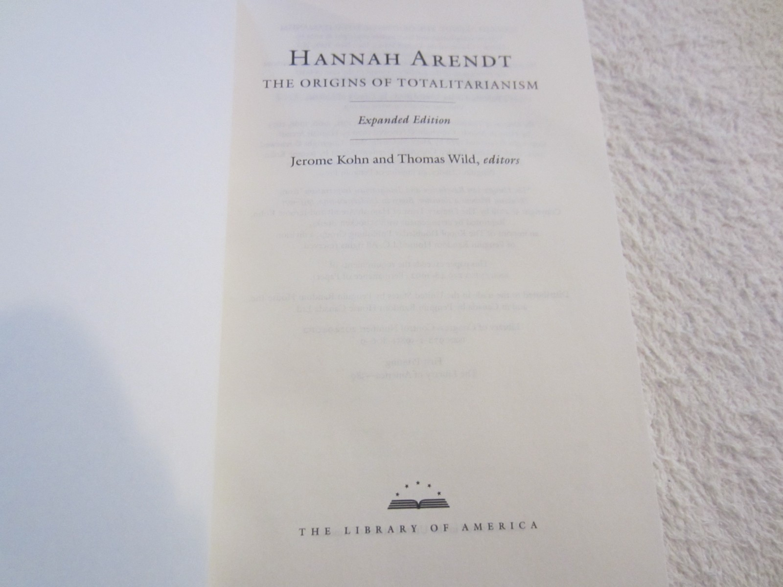 The Origins of Totalitarianism by Hannah Arendt – Library of America 1st HCDJ