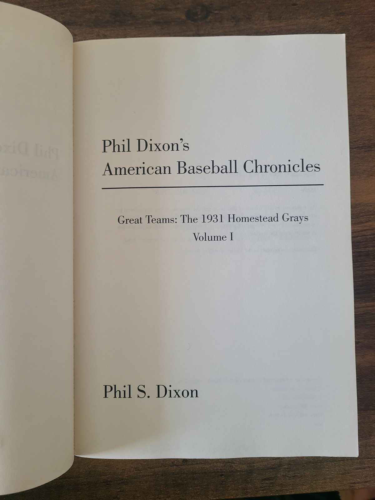 Phil Dixon’s American Baseball Chronicles Great Teams : The 1931 Homestead Gr…