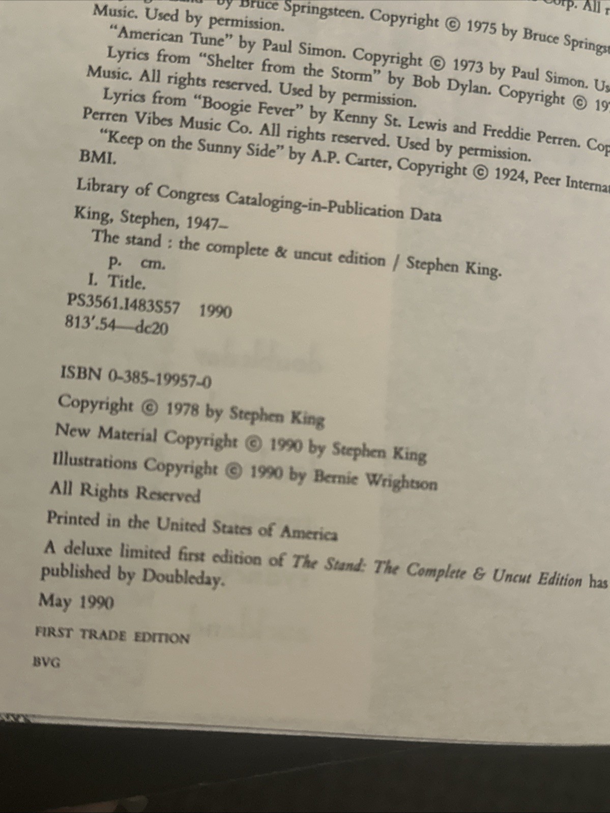 The Stand Complete & Uncut Edition Stephen King May 1990 Doubleday