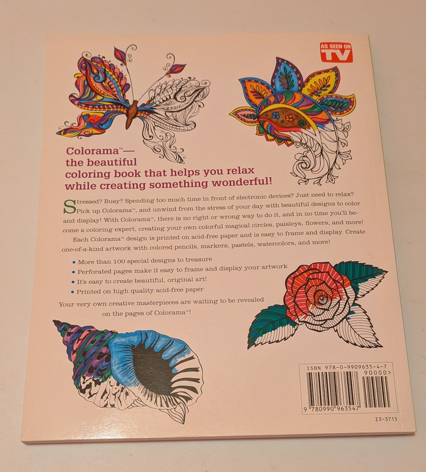 Colorama Adult Coloring Book Flowers, Paisleys, Stained Glass – 100 Designs