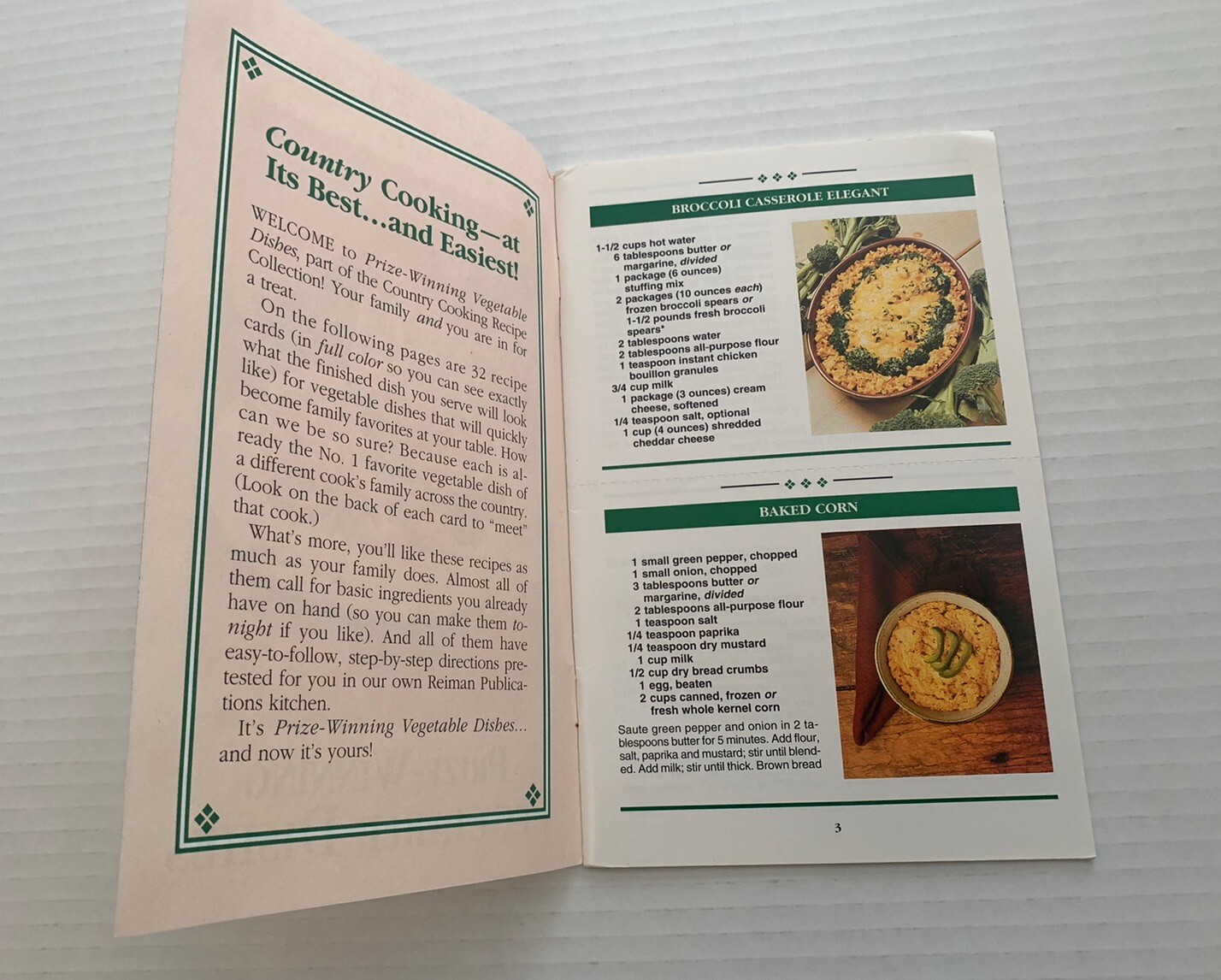 Vintage The Country Cooking Recipe Collection Cookbook Vegetable Dishes 34 Pages