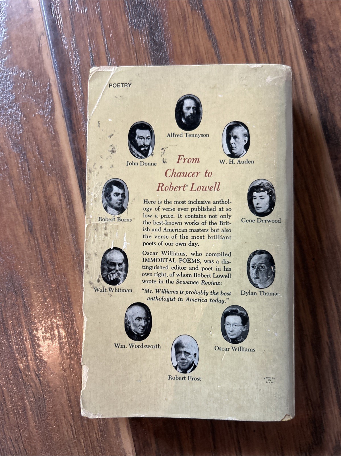 IMMORTAL POEMS of the English Language Oscar Williams Ed Washington Square Press