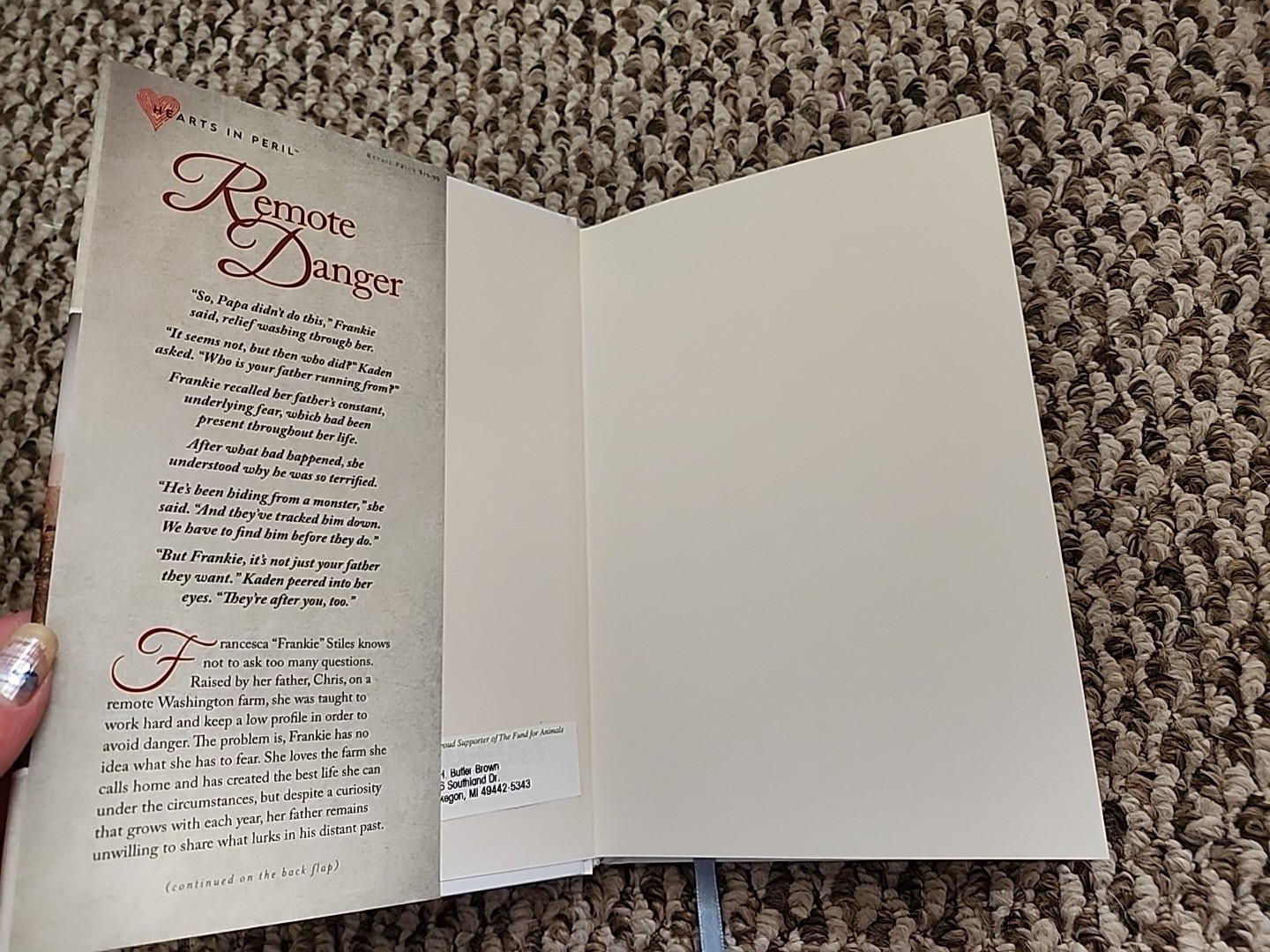 Remote Danger by Katy Lee HCDJ with cloth bookmark 2024 Hearts in Peril