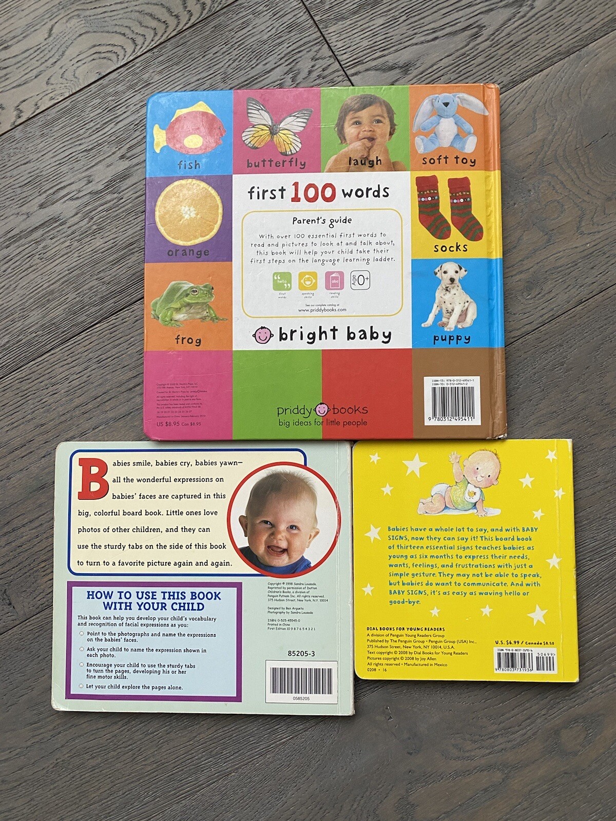 3 Fun Baby Books for 1: First 100 Words, Baby Faces, and Baby Signs (Used)