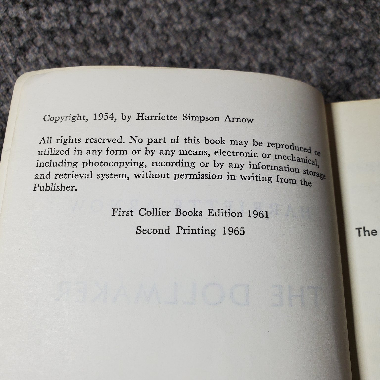 The Dollmaker Harriette Arnow 1965 Collier Books Vintage Paperback Fiction