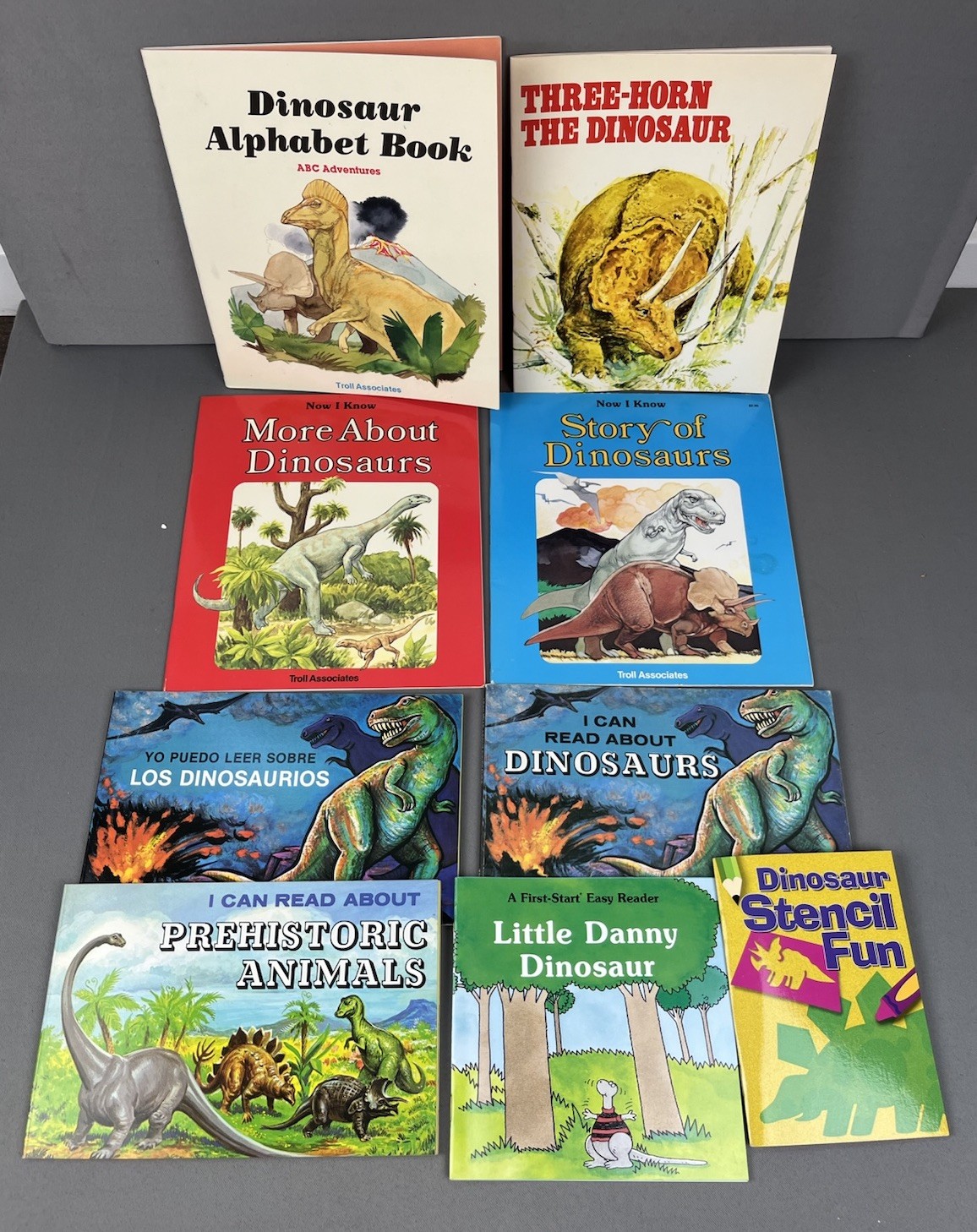 Lot of 9 Vintage Troll Associates Dinosaur Books Dinos Prehistoric Animals