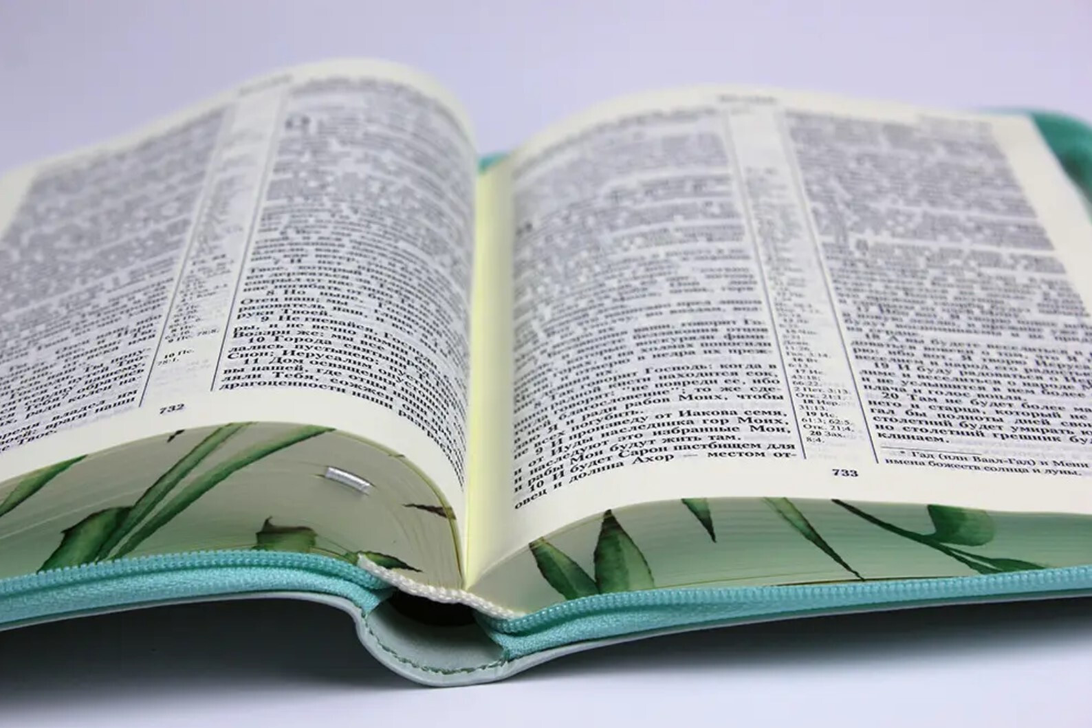 Bible with a lock. Desing Peonies, floral print on the cut pages. Greate Gift