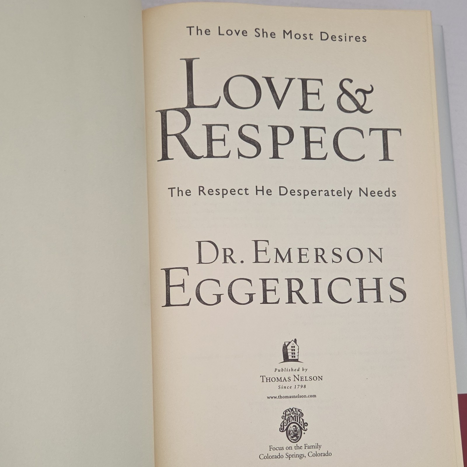 Love & Respect Emerson Eggerichs Hardcover Thomas Nelson Marriage Christian Life