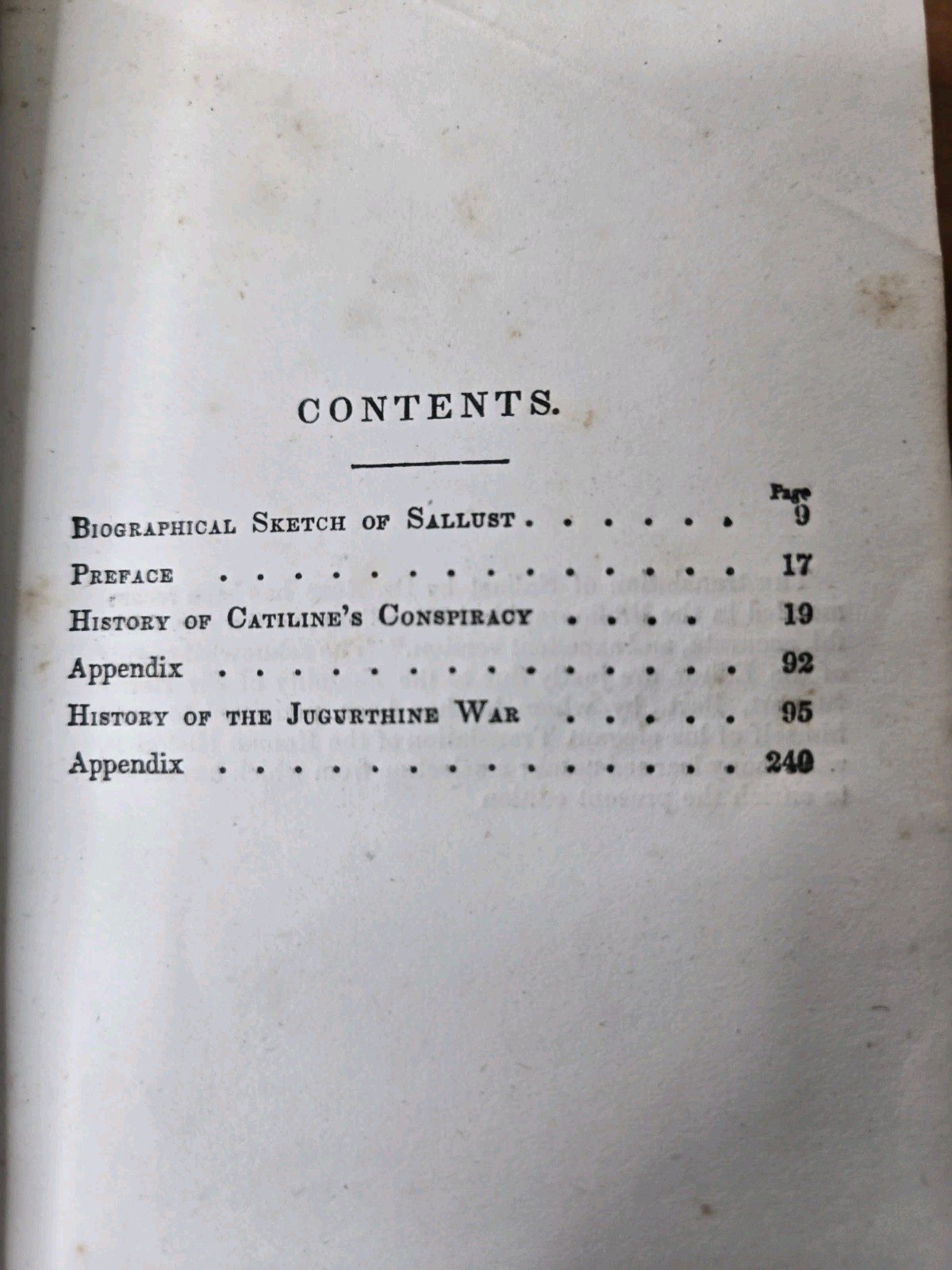 SALLUST – Translated by William Rose HC (1840? Year Unkown) Harper Pub. J94