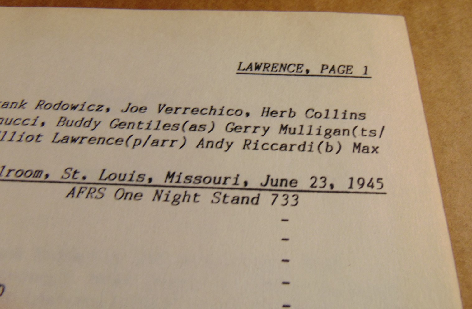 Eliot Lawrence and his Orchestra – signed discography by Charles Garrod 34 pages