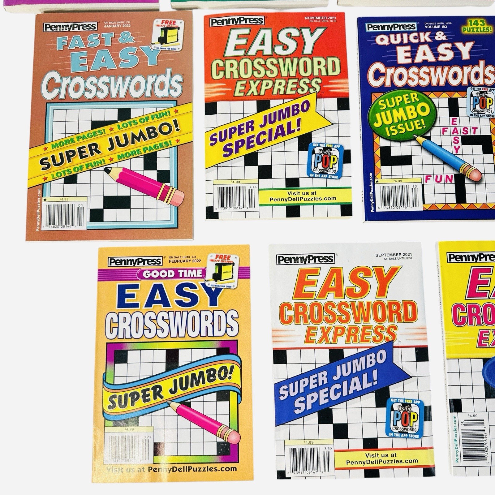 Lot of 14 PennyPress Variety Crossword Puzzle Games Books Good Time Fast Jumbo