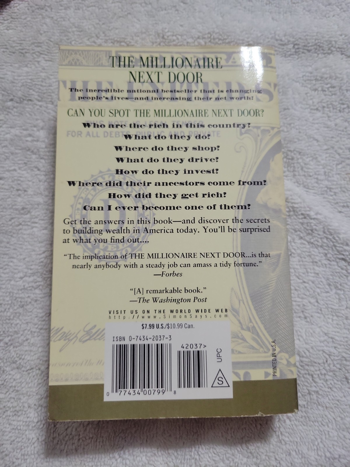 The Millionaire Next Door (Thomas J. Stanley & William D. Danko, 2000) Paperback
