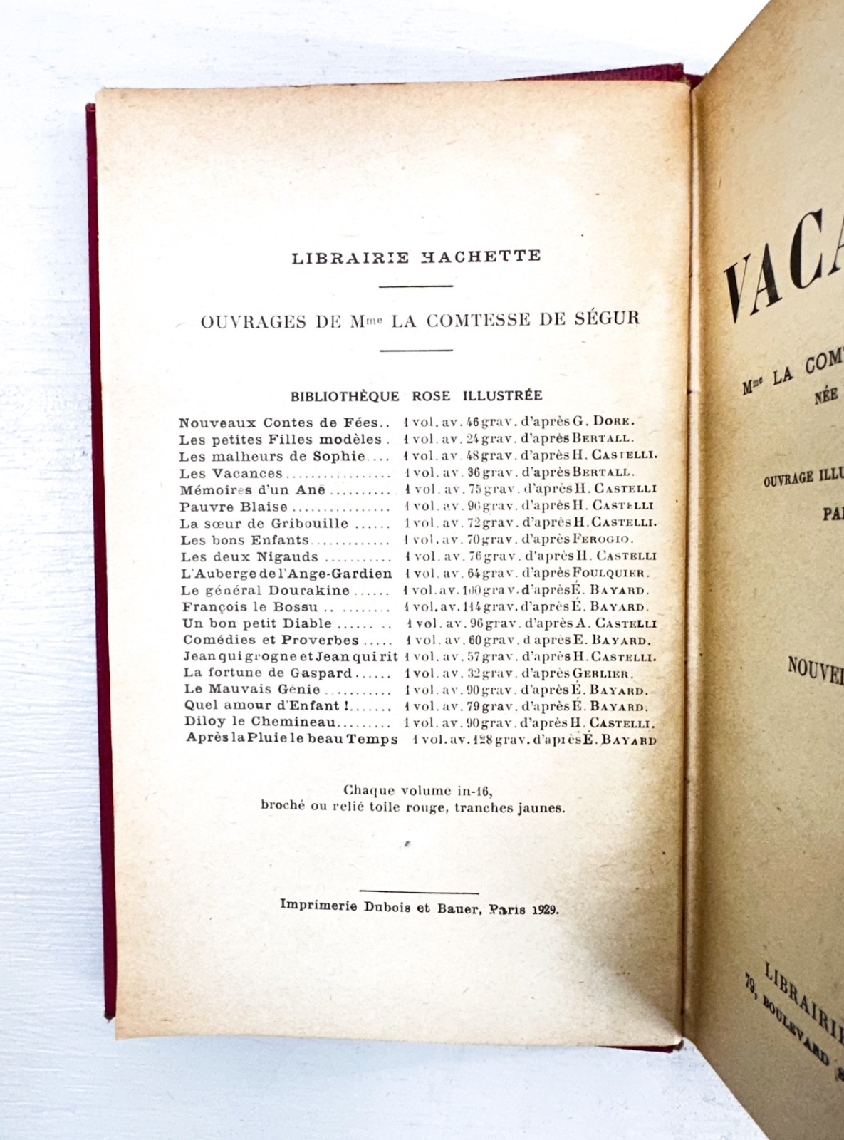 Les Vacances – Comtesse de Ségur Antique French Illustrated Children’s Book 1929