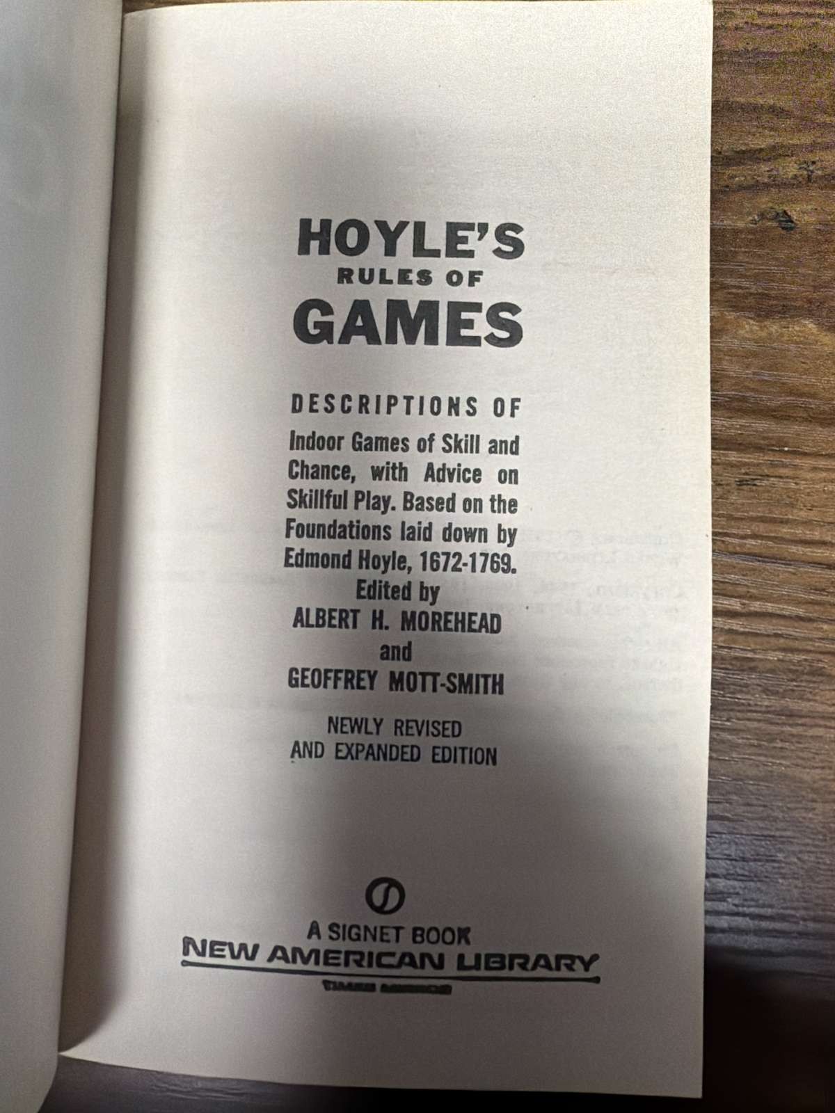 Hoyle’s Rules of Games Signet Paperback Morehead Mott-Smith 1963