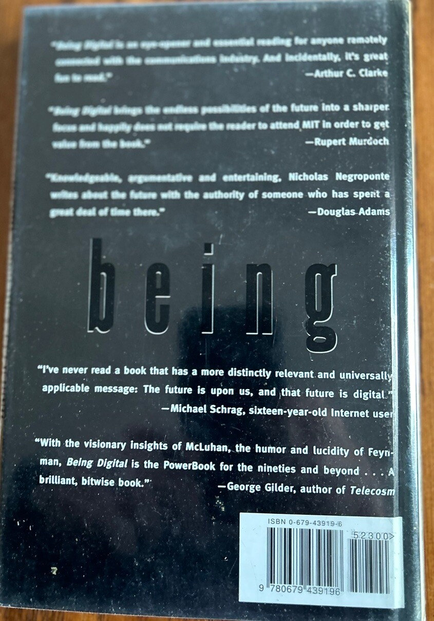 Being Digital By Nicholas Negroponte HC1995 Signed First Edition