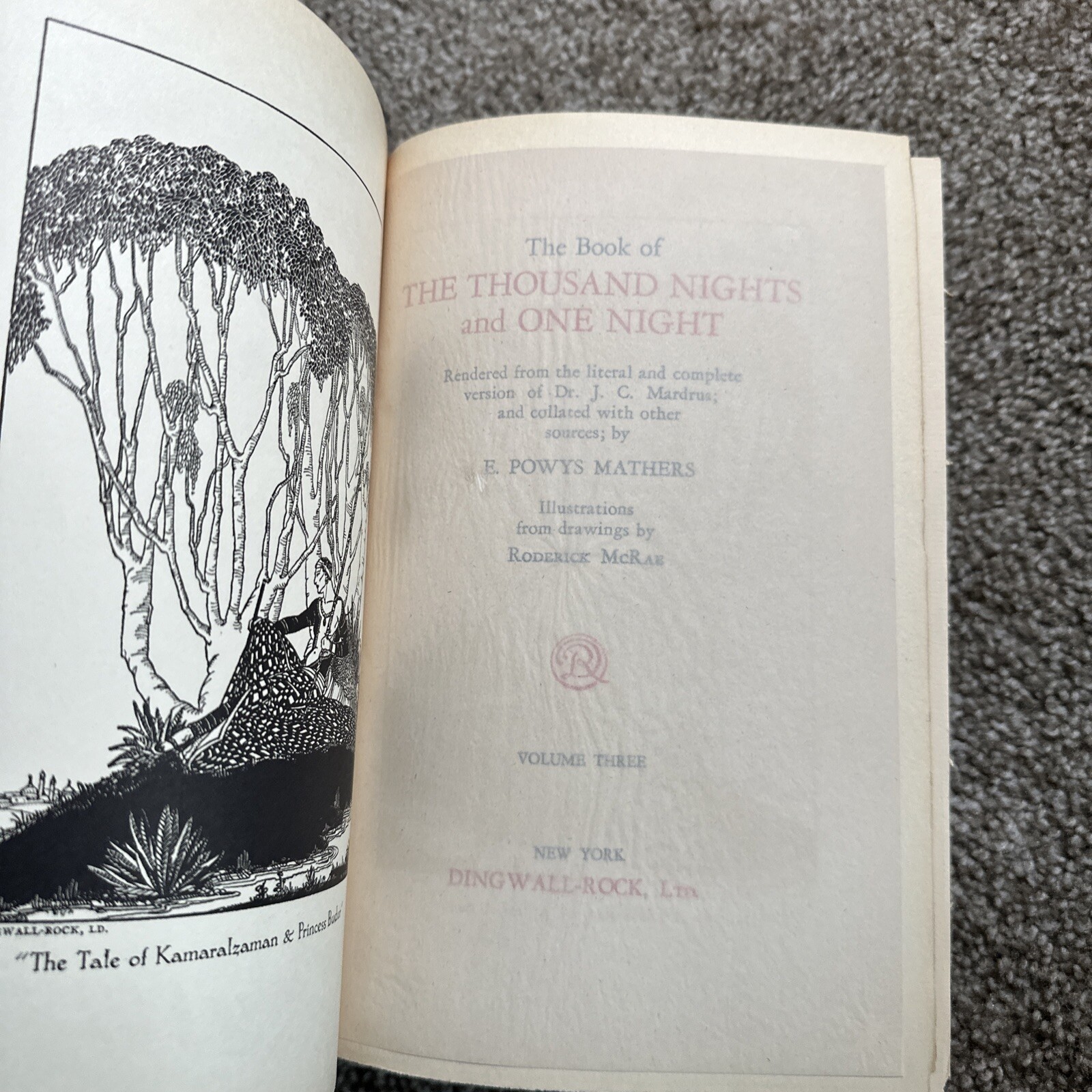 Book of Thousand Nights and One Night 3/8 Vols. 2 3 6 Set E. Powys Mathers 1930