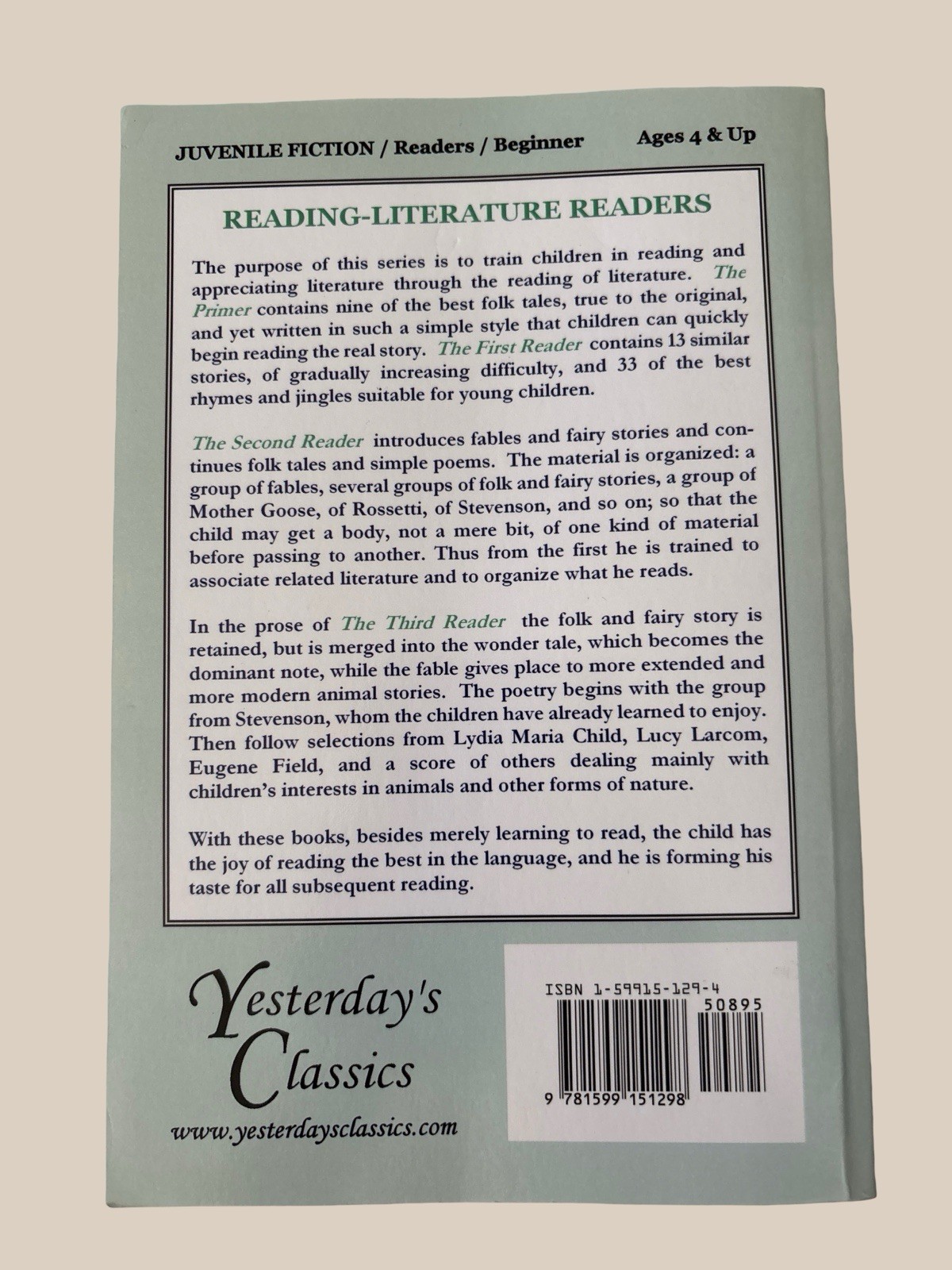 Free and Treadwell Reading-Literature: The Primer Yesterday’s Classics