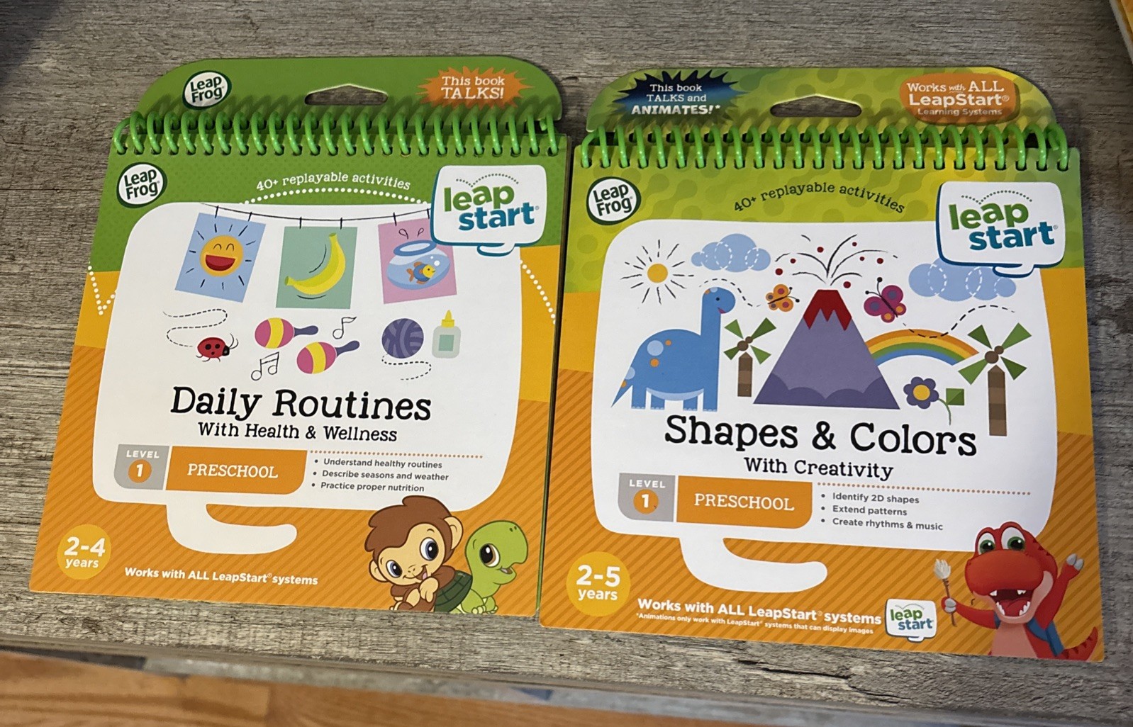 LeapFrog LeapStart Preschool Learning Books Lot of 4 NEW Shapes Math Animals