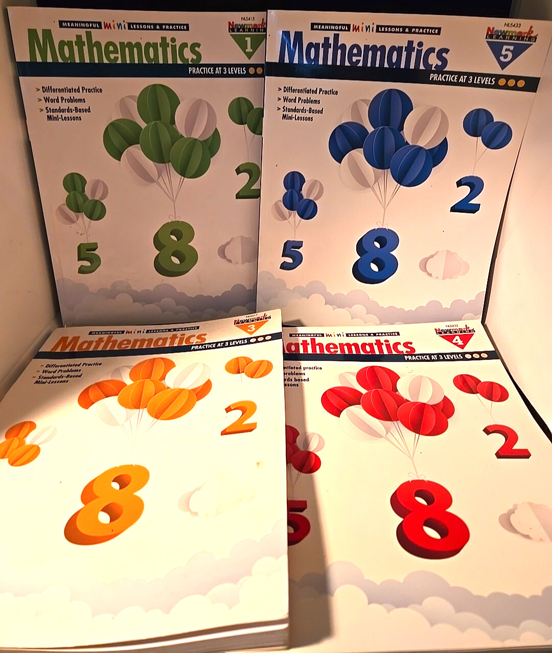 Lot of 4 Math Meaningful Mini-Lessons/Practice At 1-6 Levels as NEW