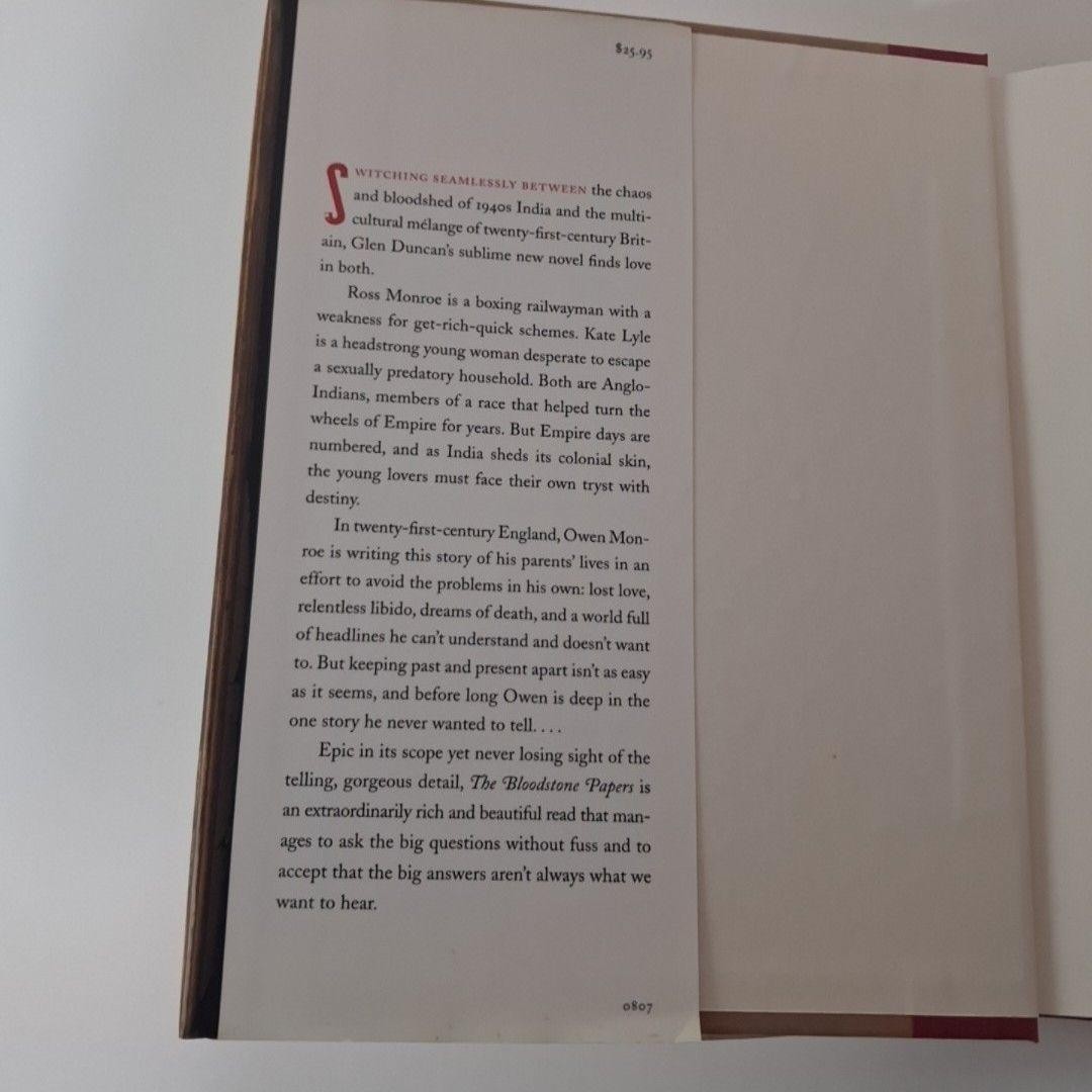 The Bloodstone Papers : A Novel By Glen Duncan (2007, Hardcover 1st Ed, DJ)