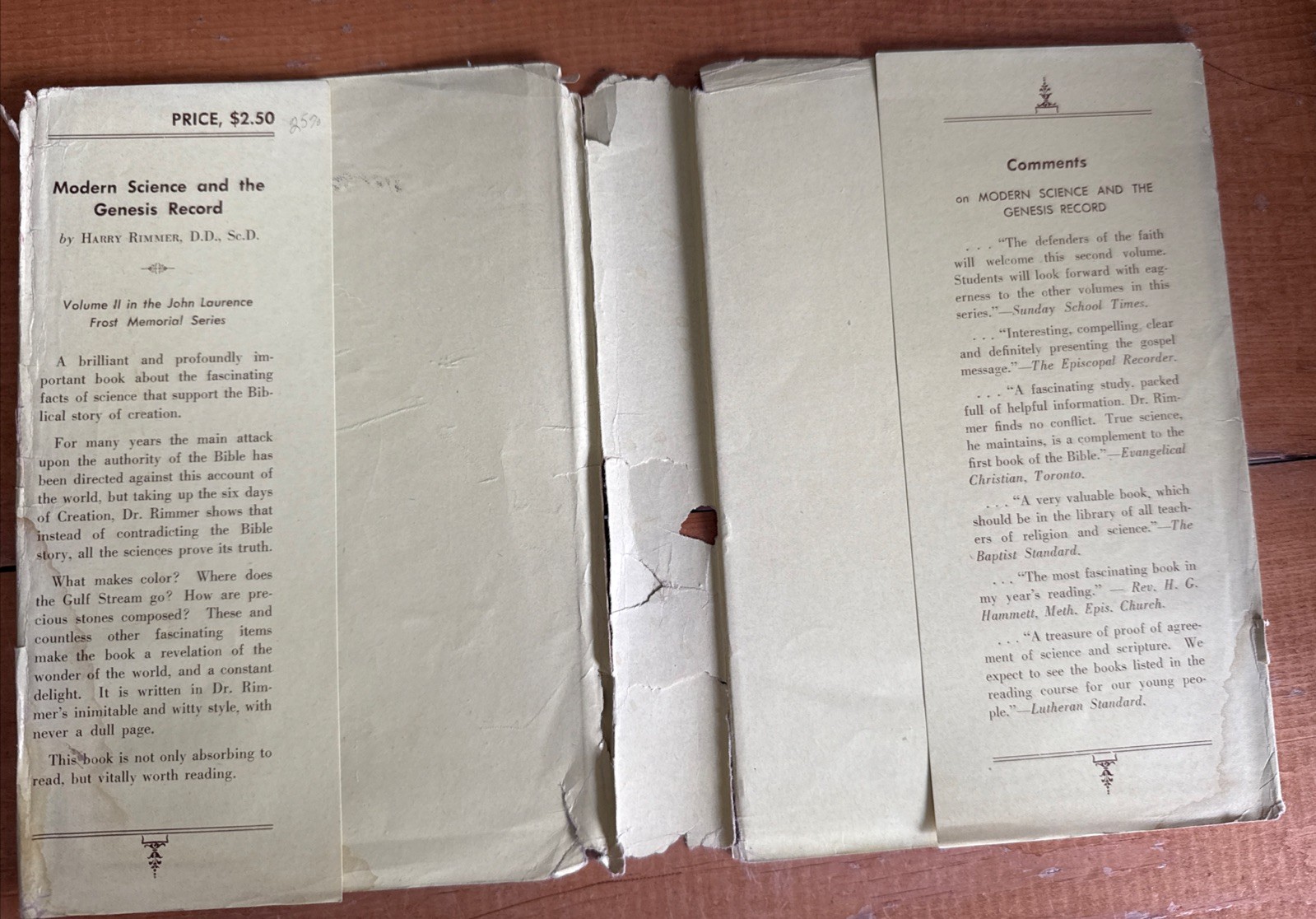 The Modern Science And The Genesis Record V2 By Harry Rimmer 6th Edition 1945 HB