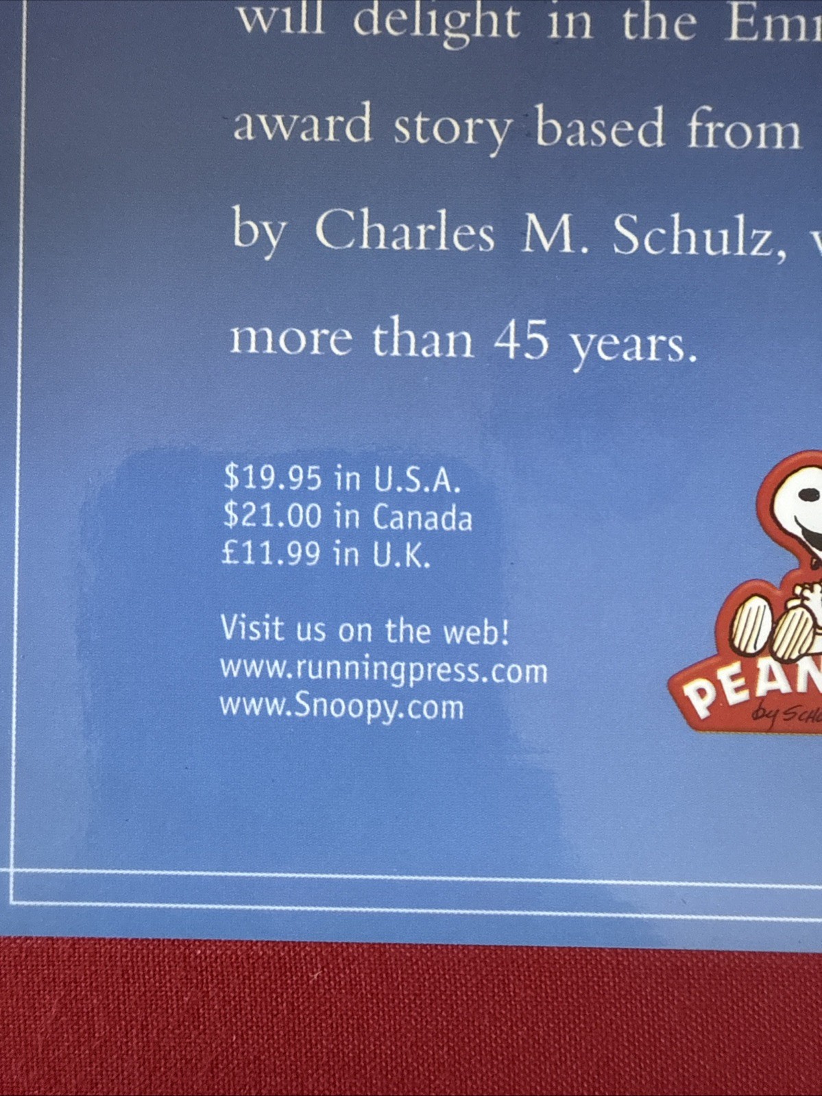A CHARLIE BROWN CHRISTMAS by Charles Schulz 2008 HARDCOVER w/DJ RP Kids Pub.