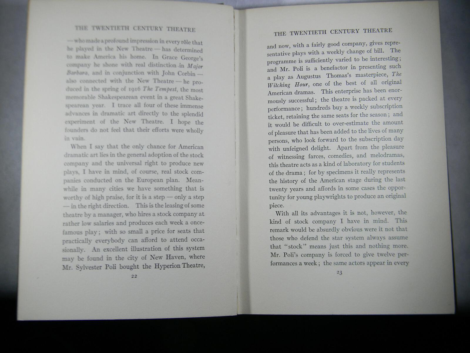 The Twentieth Century Theatre by William Lyon Phelps 1918 VG Book HC