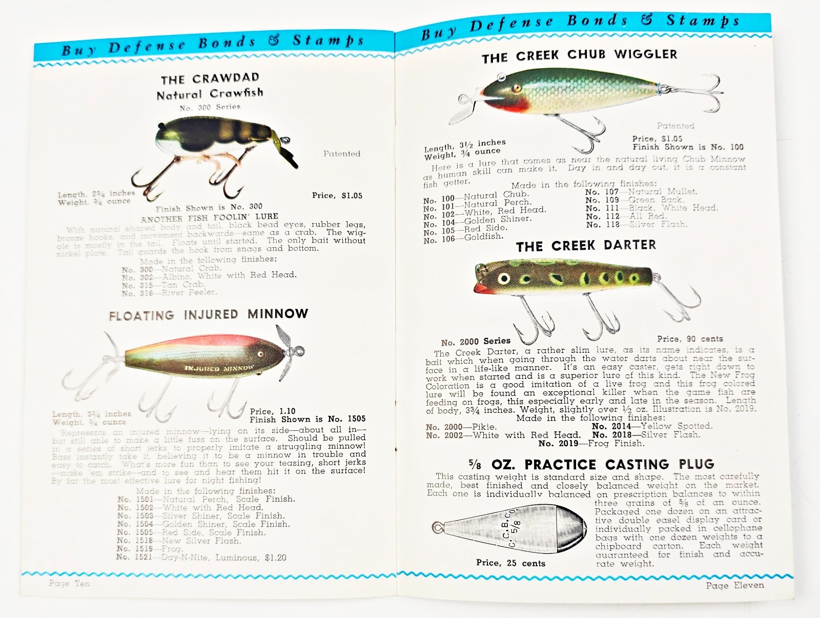 Extremely Rare 1942 Creek Chub Lures Wartime Expo Booklet EX Condition