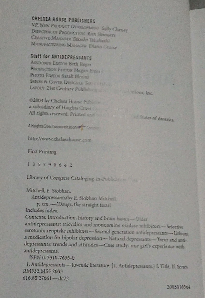ANTIDEPRESSANTS (DRUGS: THE STRAIGHT FACTS) By E. Siobhan Mitchell