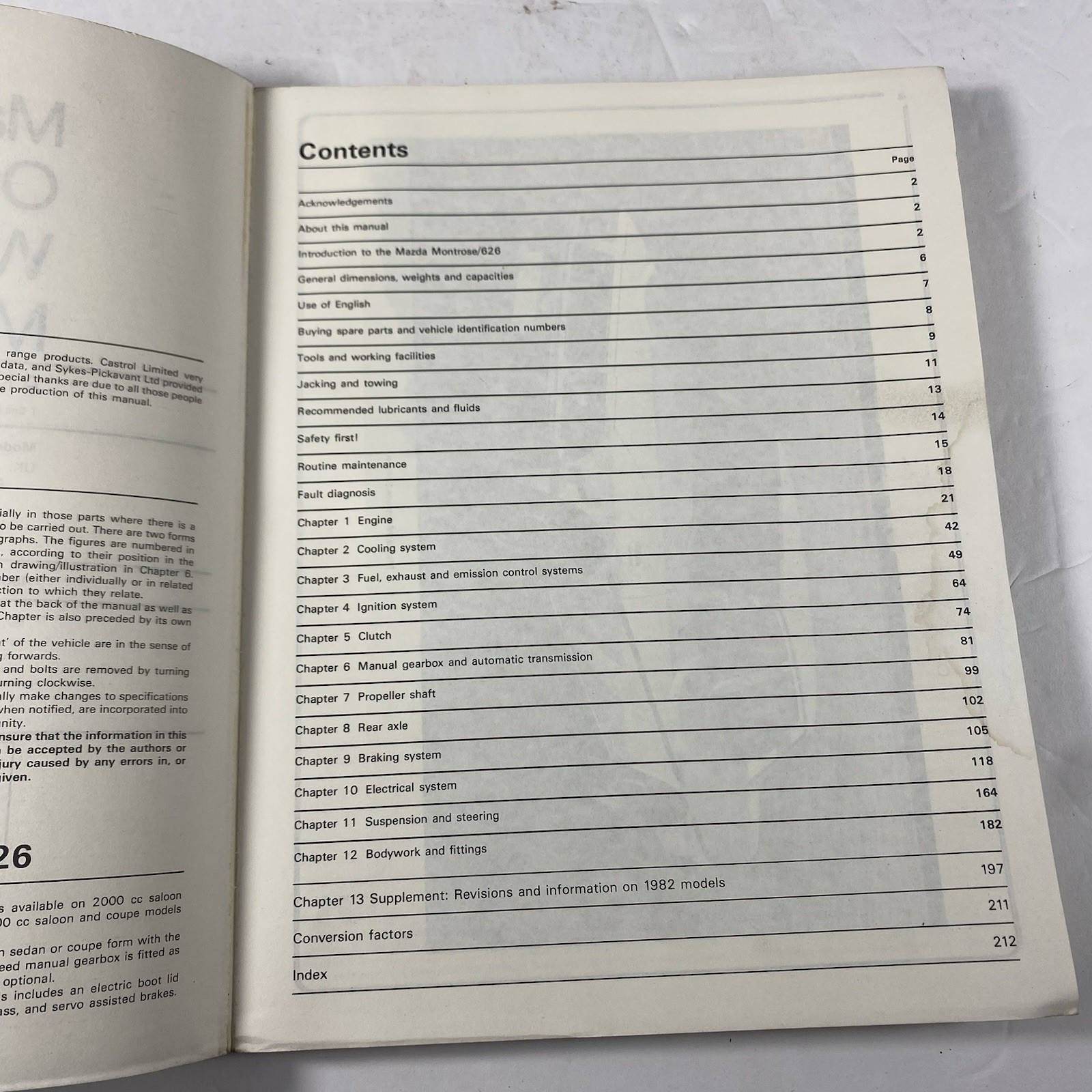 Haynes Auto Repair Workshop Manual for Mazda 626 years 1979 thru 1982