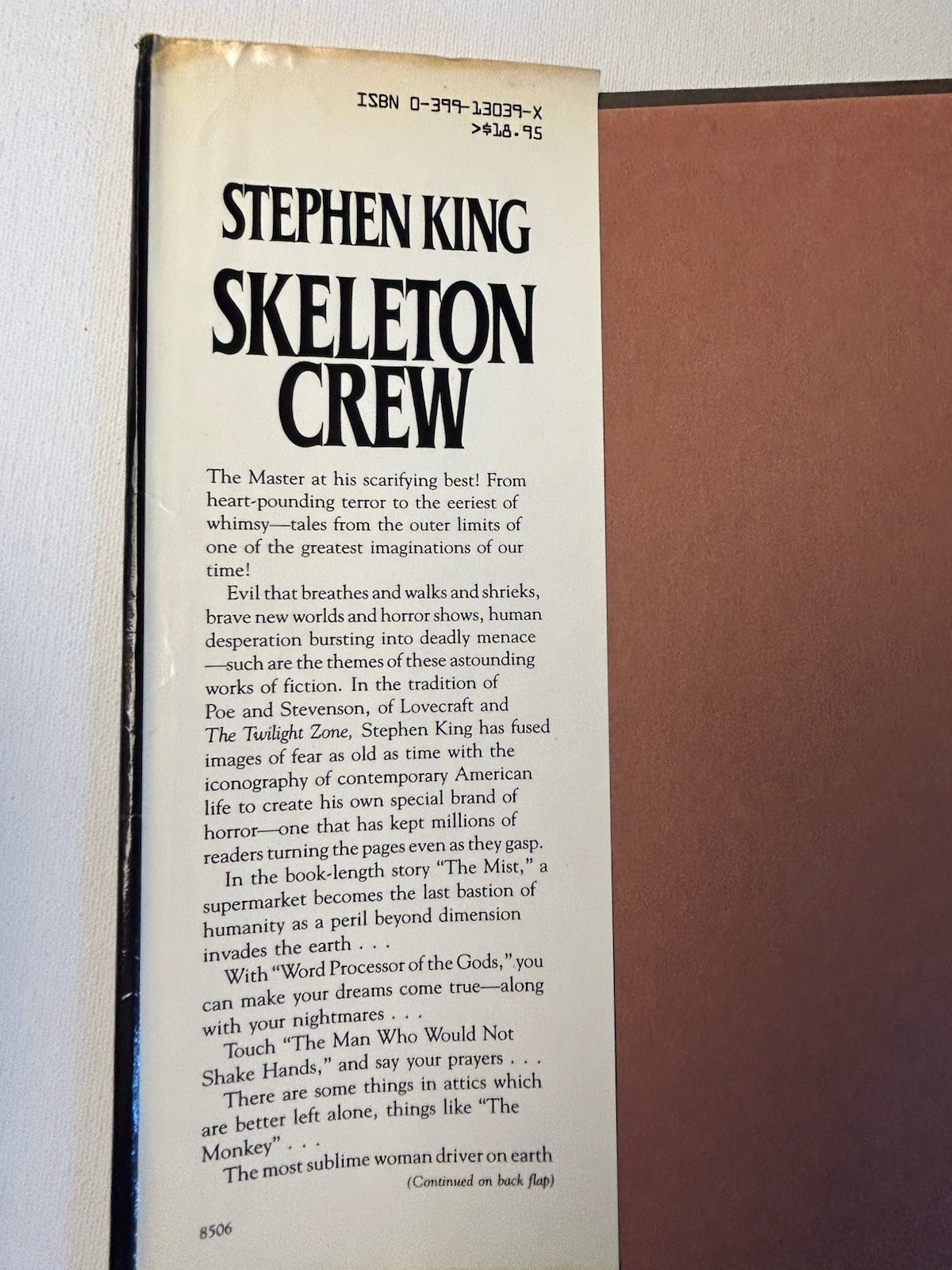 Skeleton Crew by Stephen King 1985 Putnam 1st Edition 3rd Printing Hardcover