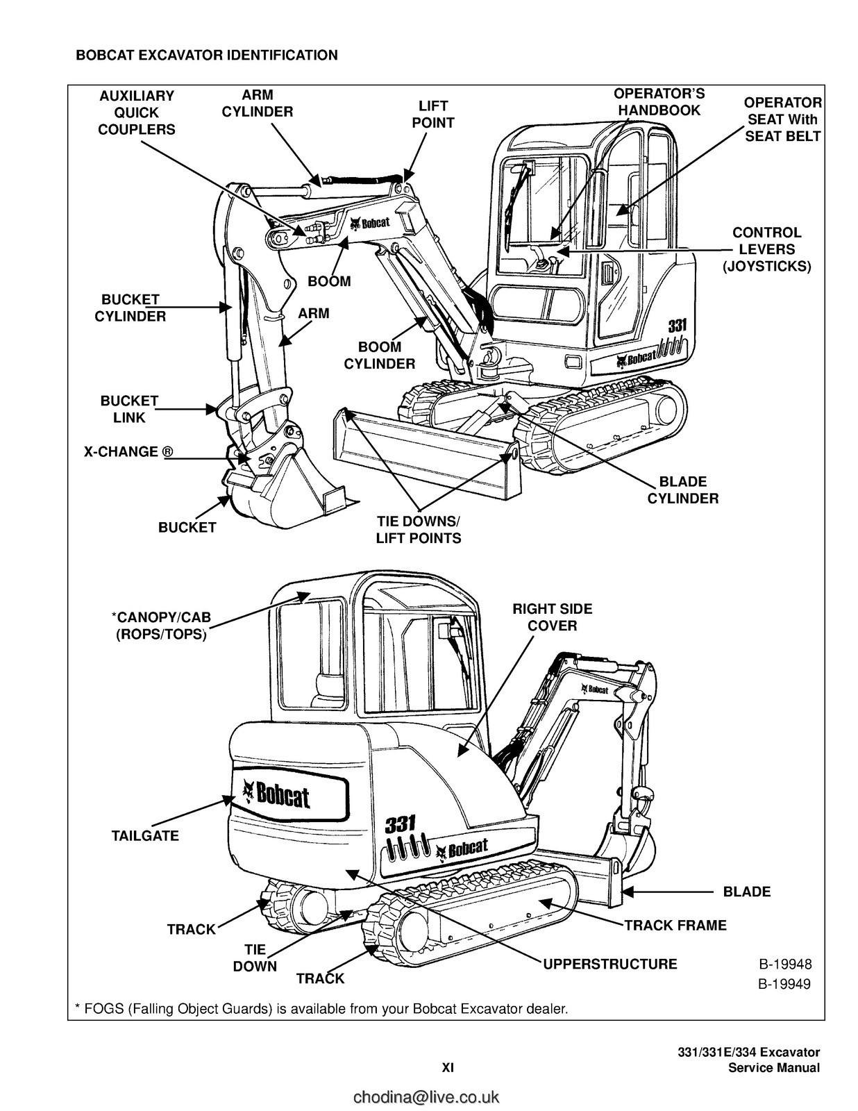 BOBCAT 331 331E 334 G Series Compact Excavator Service Manual , FOLDOUTS