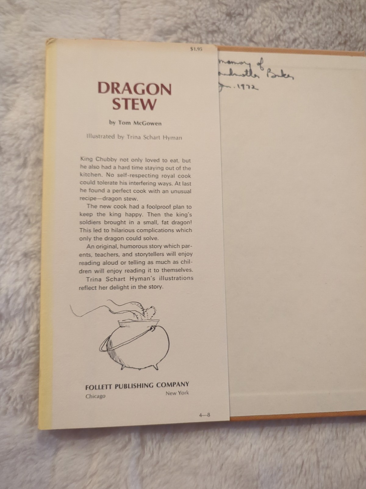 DRAGON STEW Tom McGowen Trina Schart Hyman HC DJ 1969 Vtg Follett 1st Ed 1st Pr