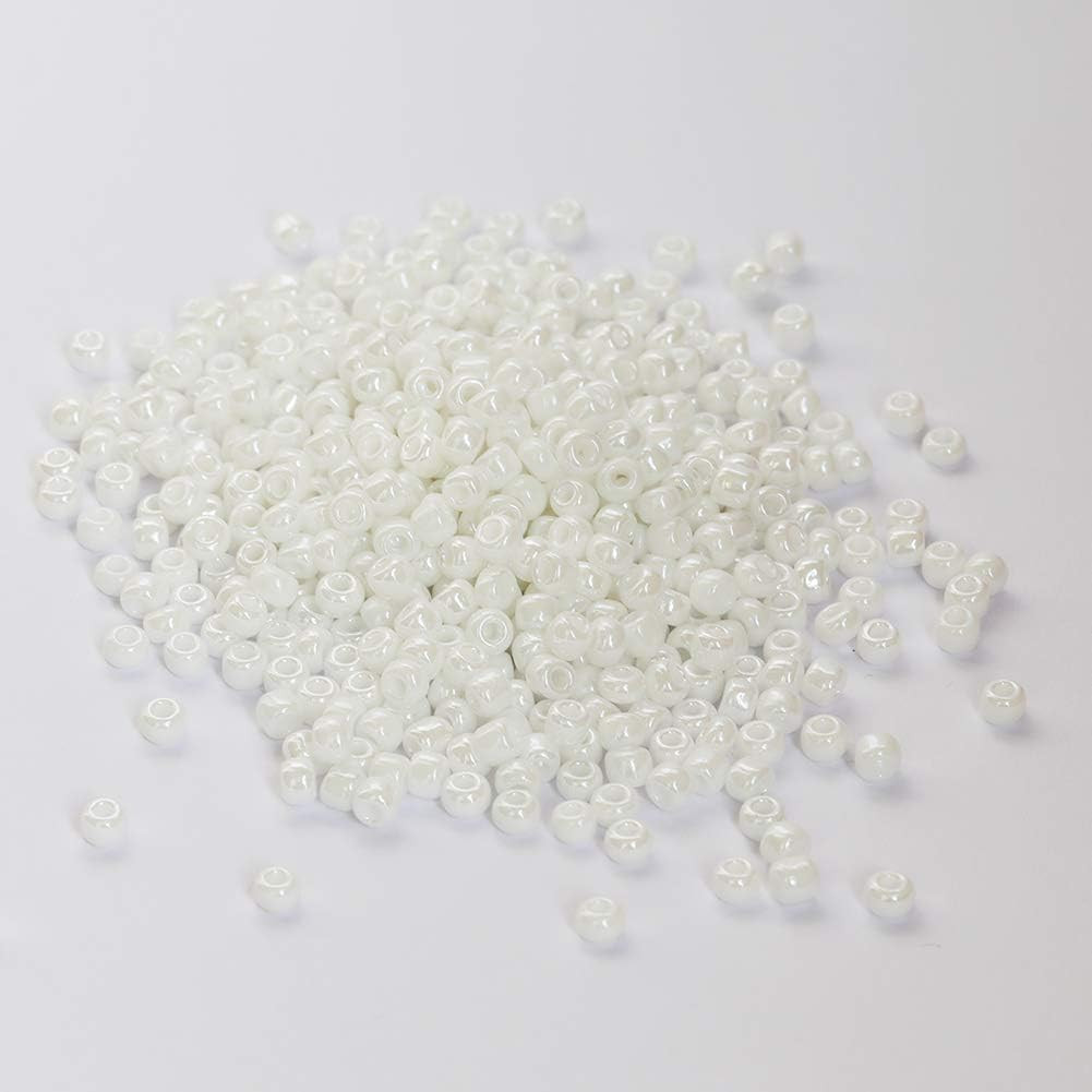 White Pearl Color 4Mm Seed Beads about 1200Pcs/100Grams in Bag, 6/0 Glass Craft