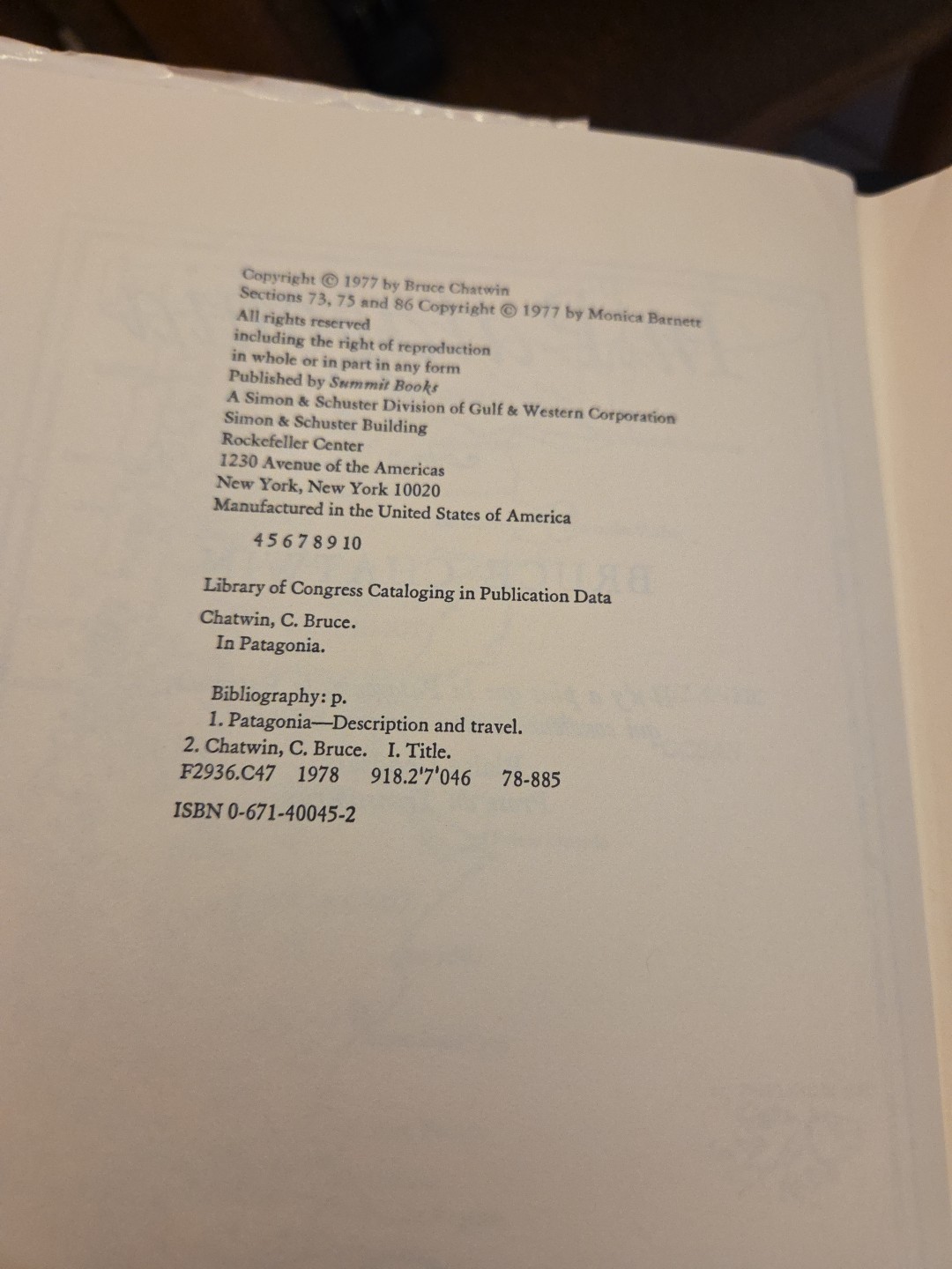 In Patagonia by Bruce Chatwin (1978, Hardcover)