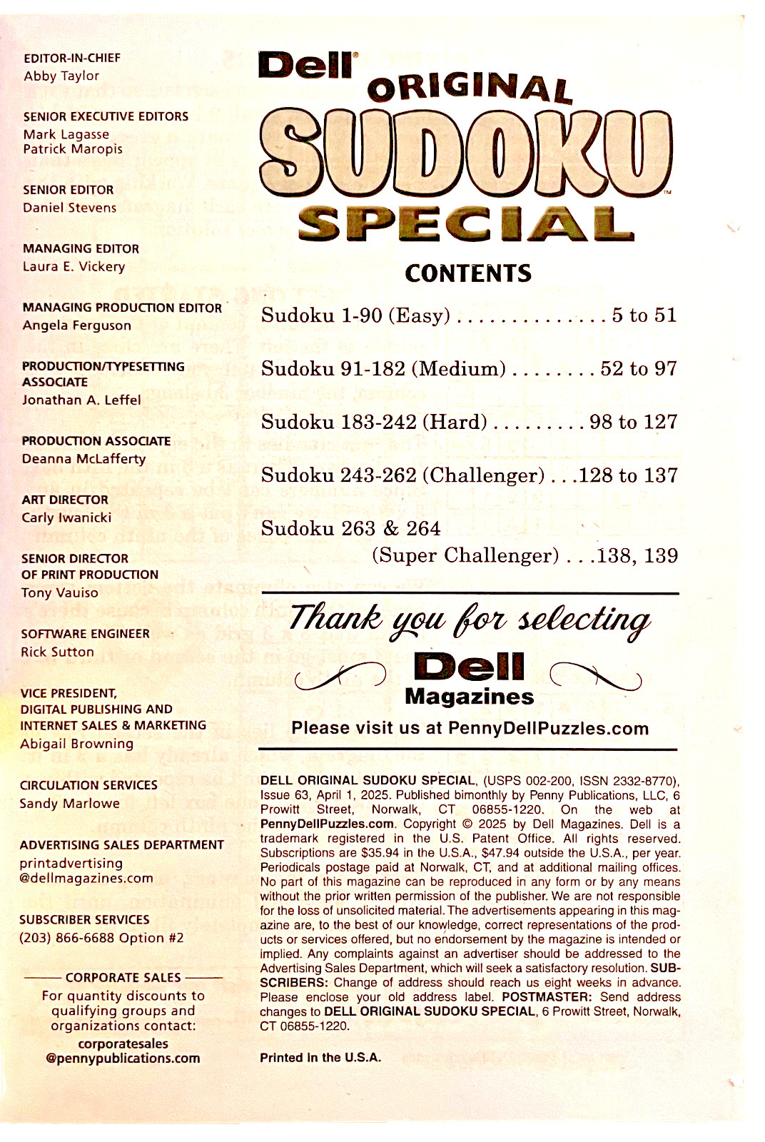 NEW Lot of 4 Penny Press Dell Sudoku Special Original Puzzle Books