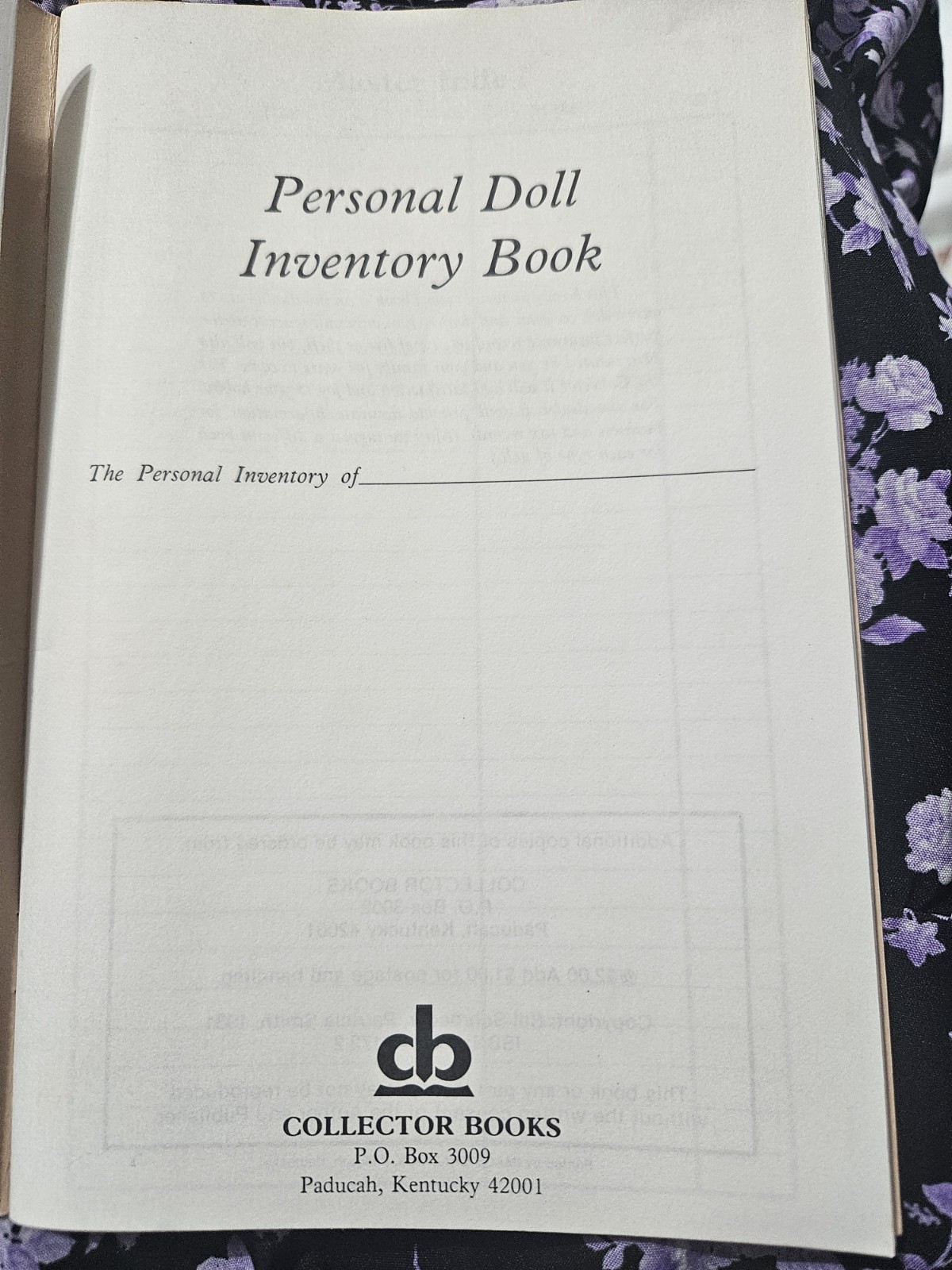 VINTAGE, PAPERBACK PERSONAL DOLL INVENTORY BOOK FOR COLLECTABLE DOLLS