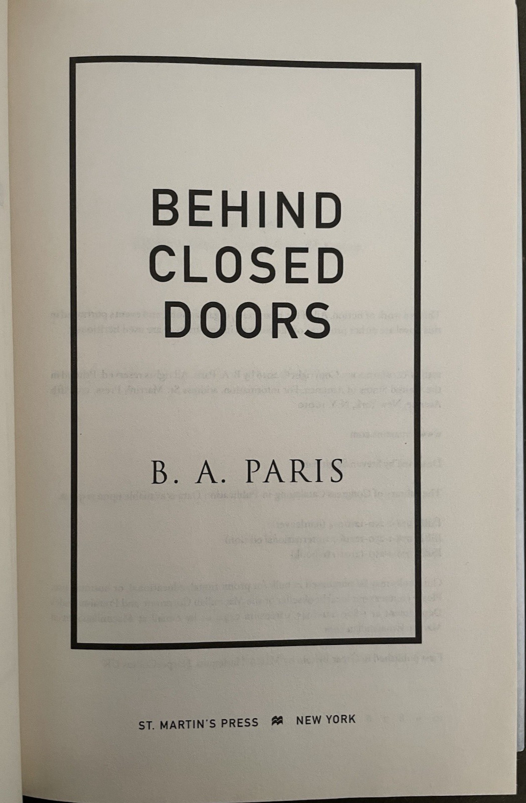 Behind Closed Doors: A Novel by B. A. Paris (2016, Hardcover)