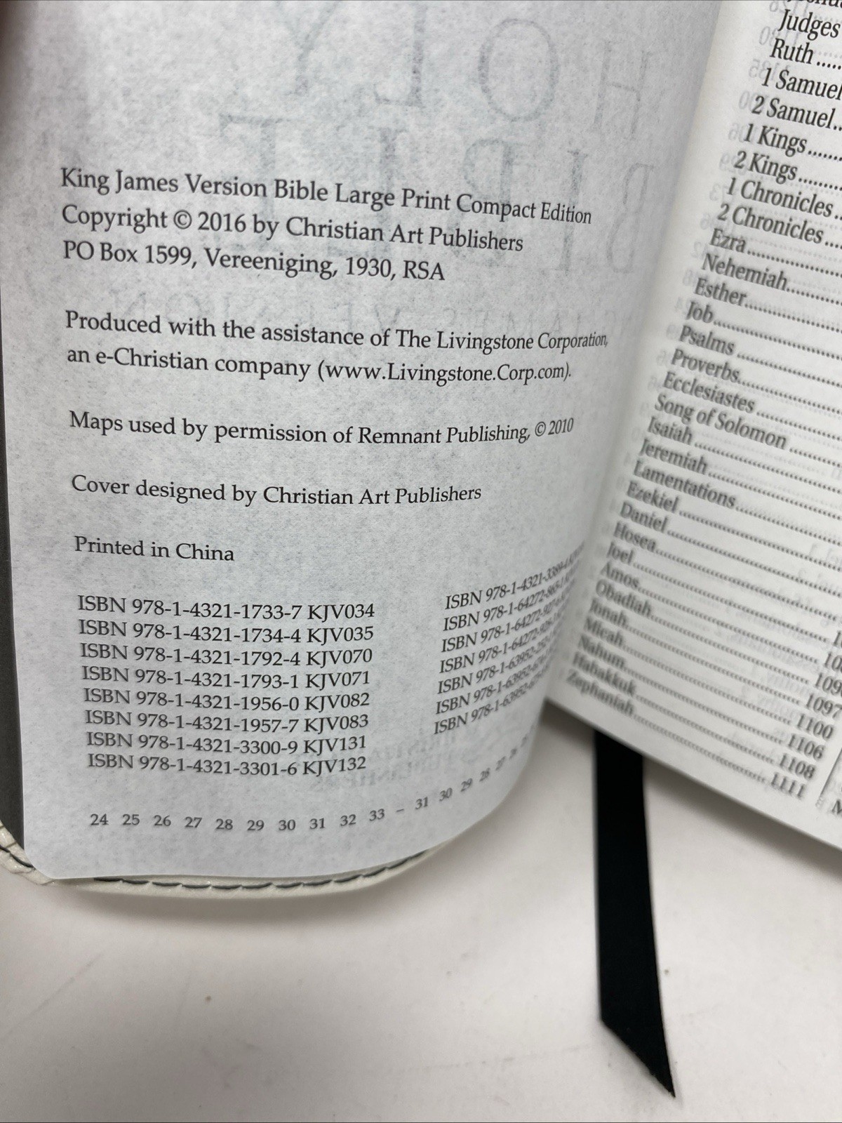 KJV Bible Compact Faux Leather White by Christian Art Gifts VG FREE SHIPPING!