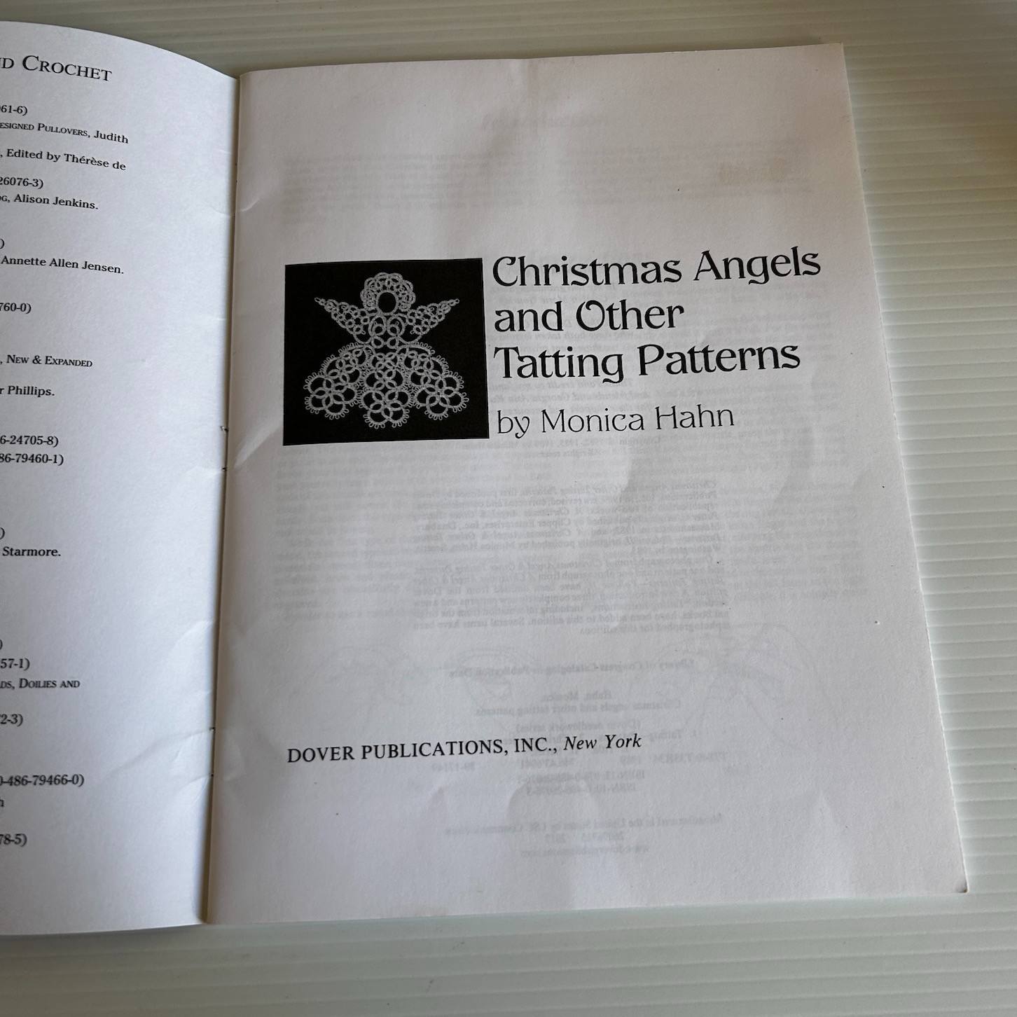 Christmas Angels and other Tatting Patterns Monica Hahn Dover Needlework Crafts