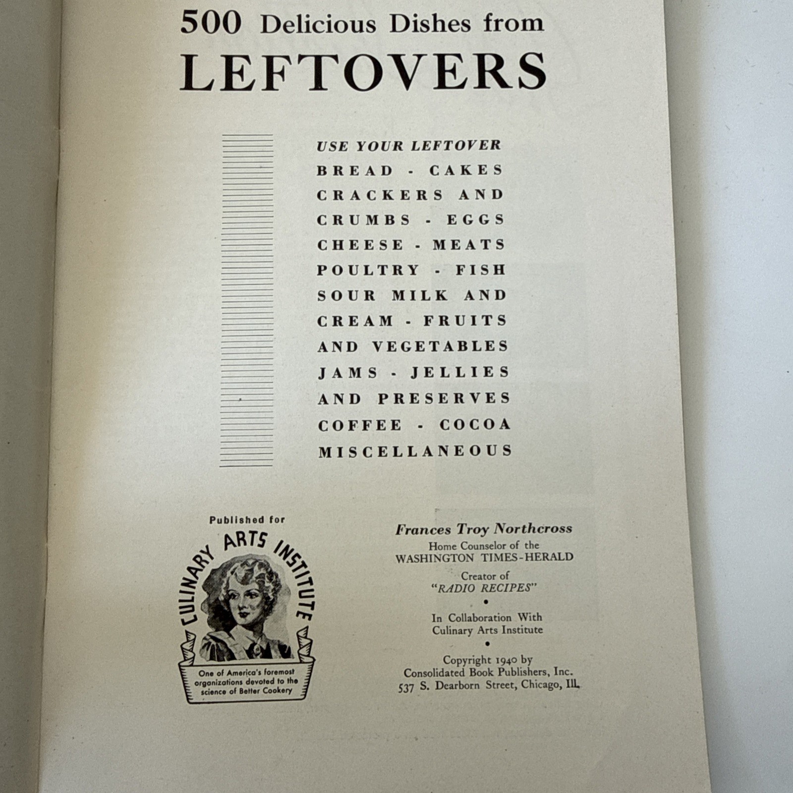 6 Vintage Culinary Arts Institute Chicago Recipe Booklets 1940, 1941, 1942