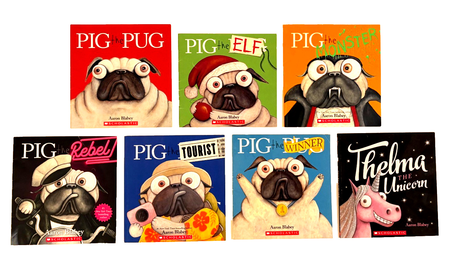 7 Aaron Blabey Children’s Picture Books Lot: Pig the Pug Series & More – PBs