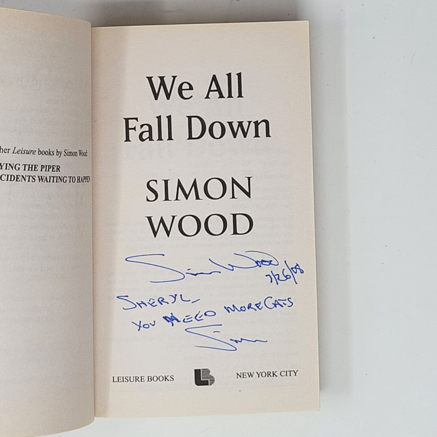 SIMON WOOD 1ST EDITION – We All Fall Down 2008 (Paperbacks From Hell)