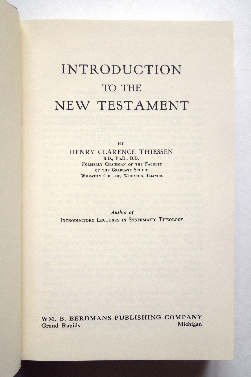 Introduction to the New Testament – H.C. Thiessen, 1973 hc, Wm. B. Eerdmans Pub.
