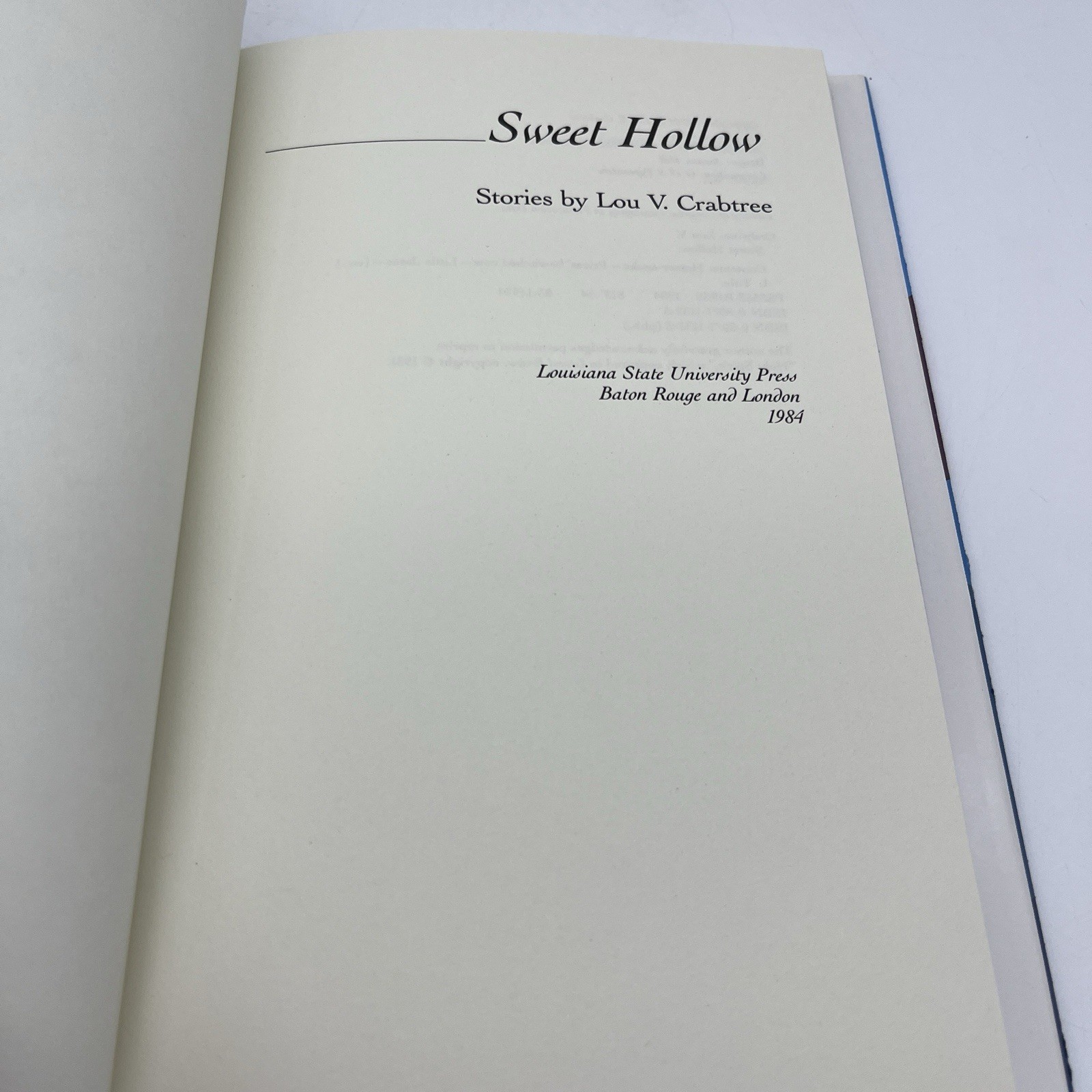 SWEET HOLLOW: STORIES By Lou Crabtree – Hardcover 1984