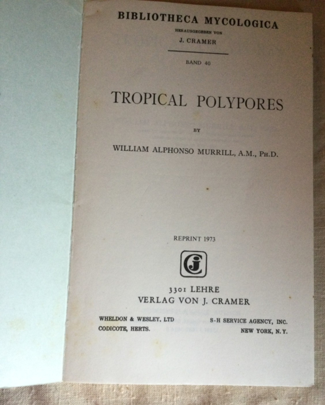 Tropical Polypores by Murrill, William A. Reprint 1973
