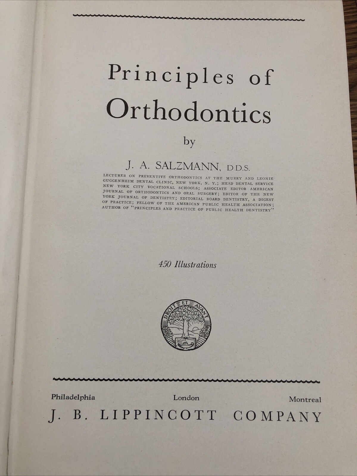 Principles of Orthodontics Salzmann DDS 1943 Illustrated Charts Dentistry HC