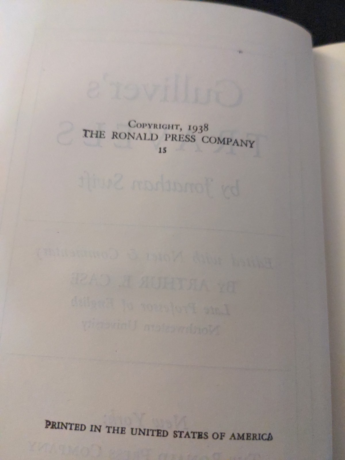 Gulliver’s Travels by Jonathan Swift  Notes by Arthur E Case Hardcover 1938